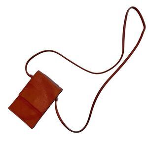 Crossbody 7 x 4” tan double compartment bag